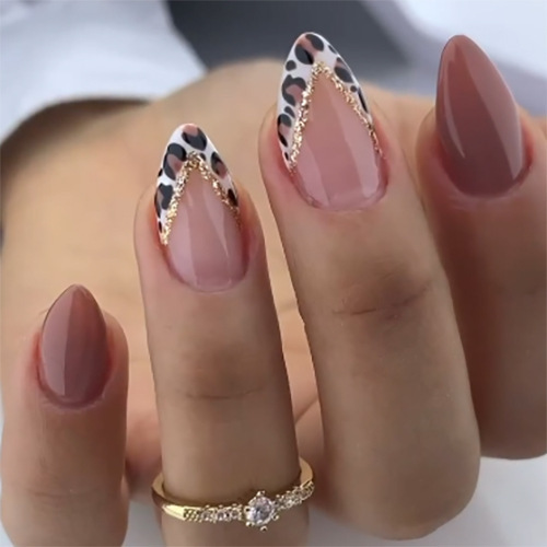 Brown Solid Color Wearable Short Eagle Beak Manicure Nails European and American Export Reusable Fake Nails Fake Nails