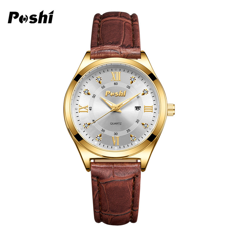 Comercio exterior transfronterizo hombres negocios reloj de cuarzo POSHI marca moda luminosa impermeable doble calendario reloj de mujer
