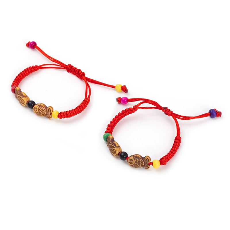 [Factory Outlet] В этом году ручной работы Красный веревочный браслет Рыбы плоский узел Алмазный узел передачи красный веревочный браслет