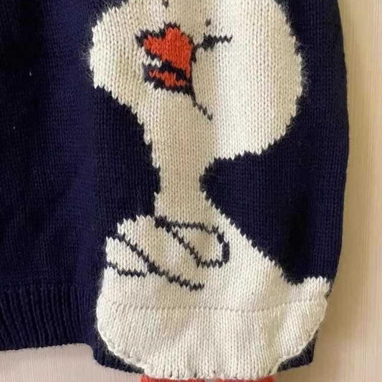 韩系宽松慵懒风卡通鸭子马甲针织衫设计感小众复古黑色毛衣女秋冬