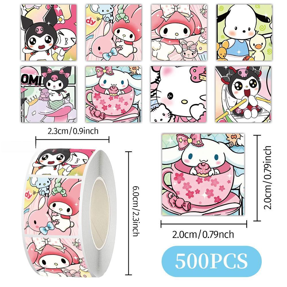 Cartoon animado pegatinas rodantes pegatinas seguras para niños no tóxicas materiales de contabilidad de mano decoración de caja de teléfono celular sellado cinta adhesiva