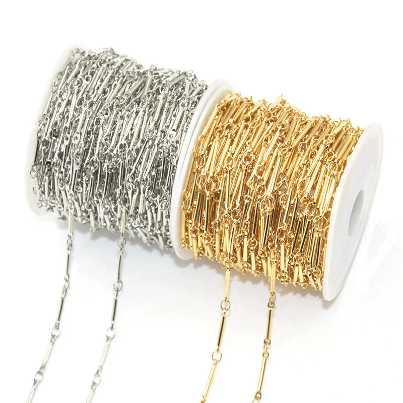 High-Quality Color-Preserving Copper-Plated 14K Real Gold Chain Stick Thin Chain Tassel Necklace Bracelet Handmade DIY Jewelry Accessories