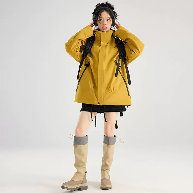 春秋2025新款冲锋衣男单层夹克女防风防水连帽工装情侣外套风衣