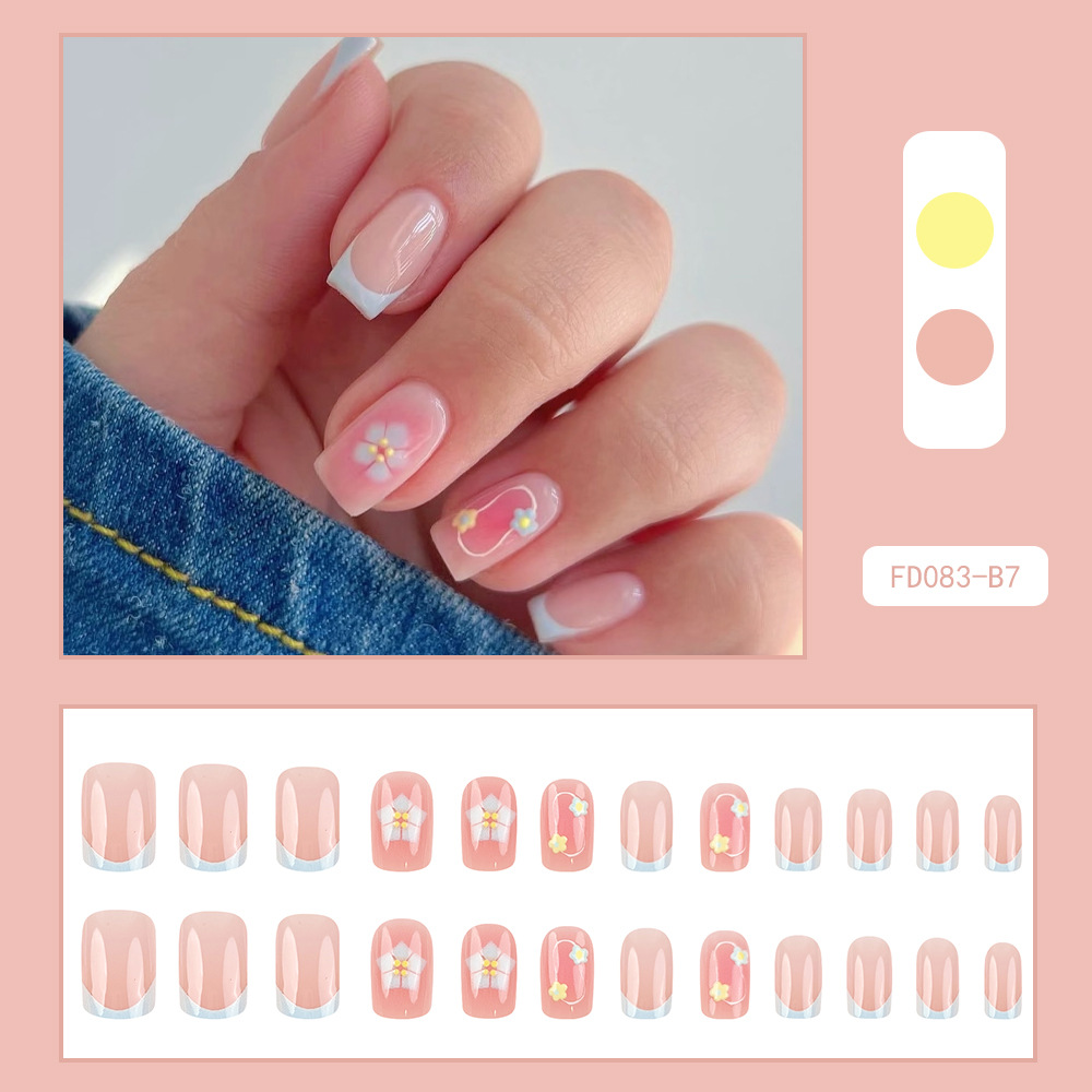 Uñas postizas 3D estéreo blanqueadoras, muy vendidas, piezas de arte de uñas portátiles transfronterizas, pegatinas de uñas sencillas con un toque de alta gama, venta al por mayor