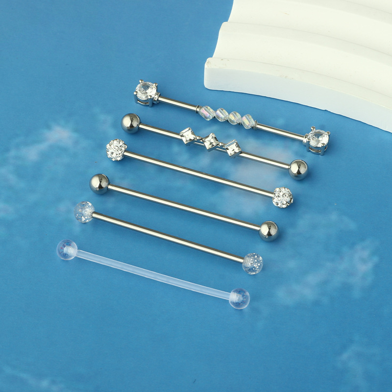 Silver pointed spike labret stud material detail