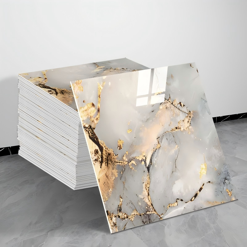 Autoadhesivo impermeable imitación de azulejos de pared de aluminio placa de plástico renovación decoración de cocina de mármol pegatinas de pared de baño