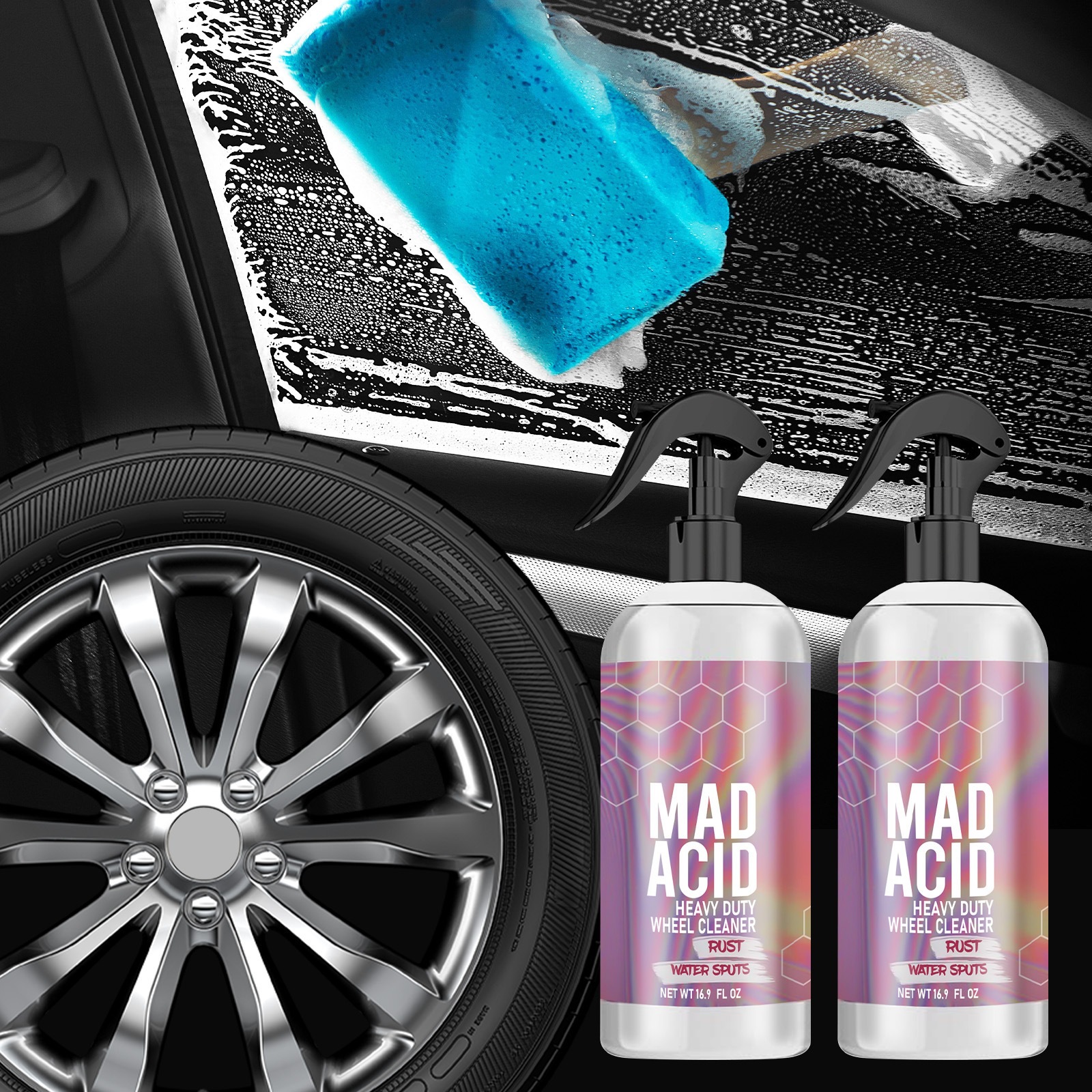 Cross-Border Car Tire Foam Cleaner, Stain Removal, Tire Blackening, Tire Maintenance Glaze, Anti-Aging, Car Cleaning and Care