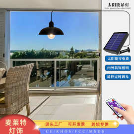 太阳能单头吊灯LED复古爱迪生灯泡户外吊灯室内外遥控照明路灯