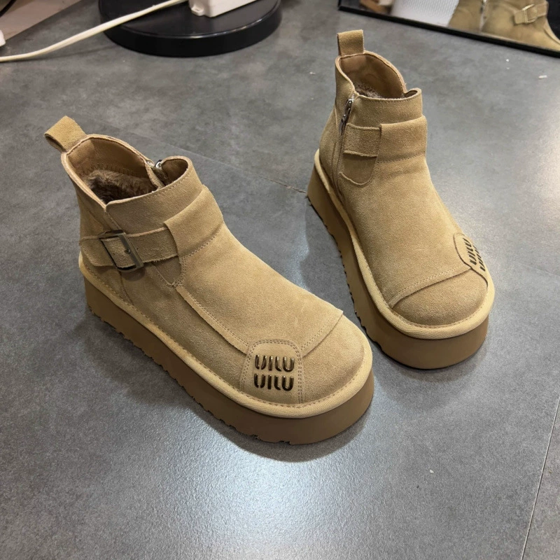 Martens Jinbukang, зимние универсальные матовые высокие ботинки с флисовой подкладкой и платформой, низкие