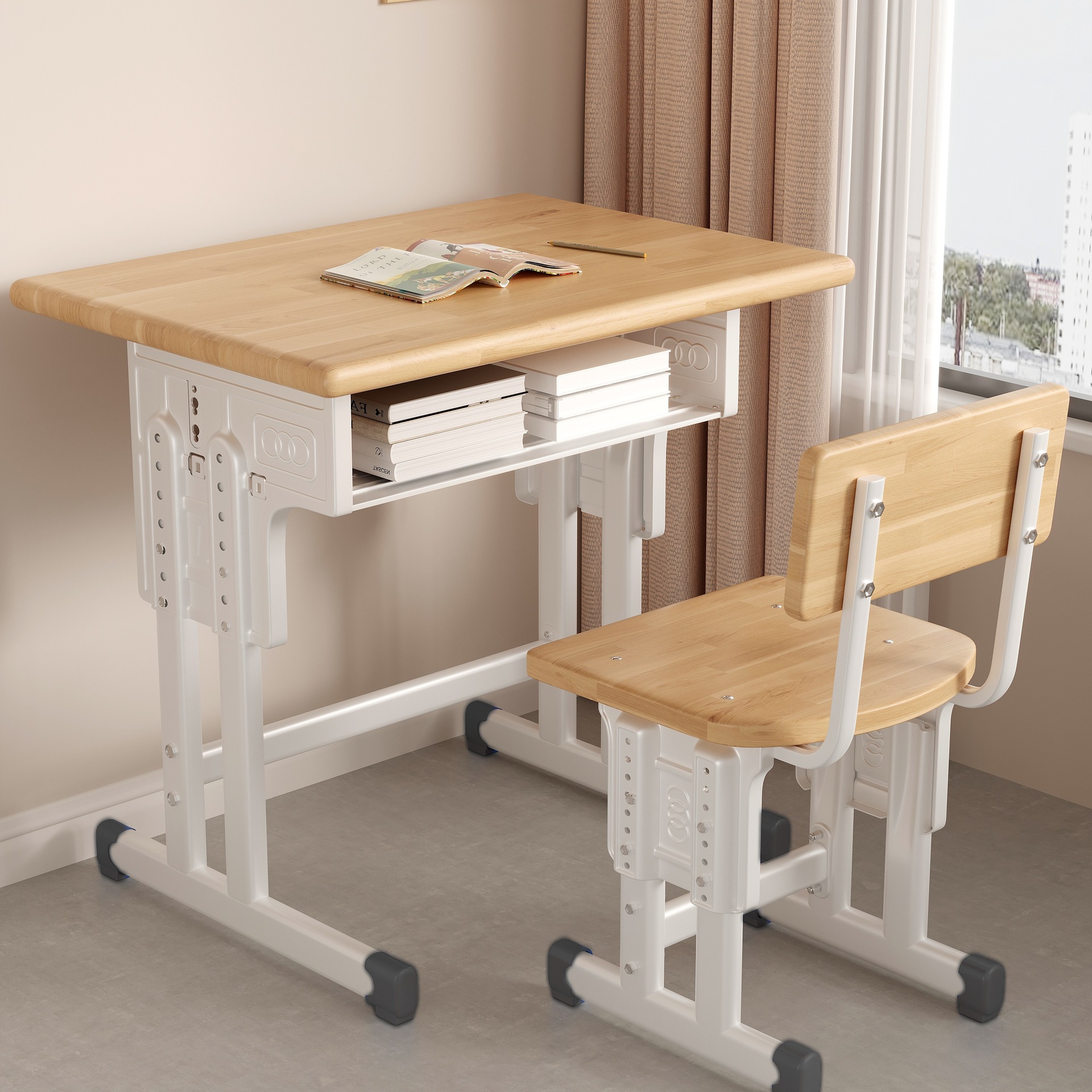 Solid Wood Children's Study Desks and Chairs for Primary and Secondary School Students Training and Tutoring Classes Boys and Girls Writing Homework Desks