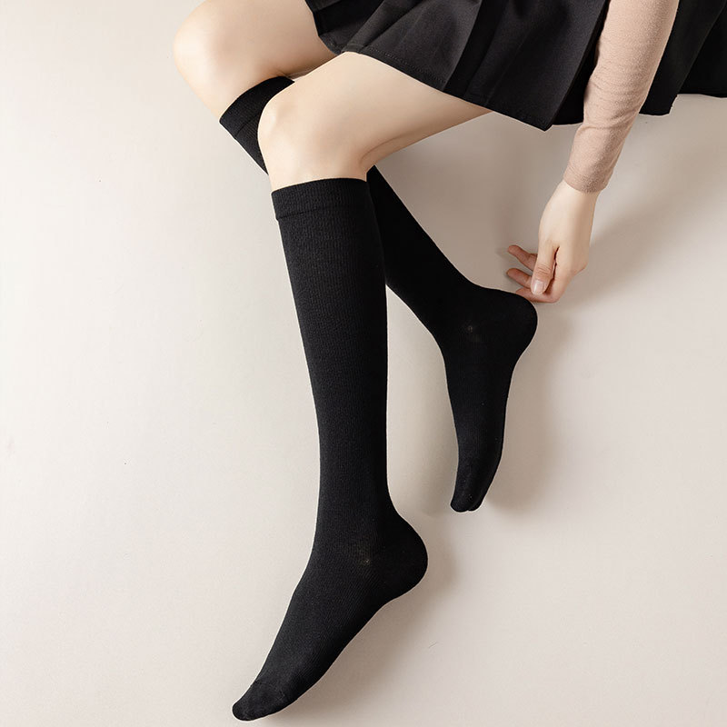 女性用ふくらはぎソックス、着圧痩身ソックス、痩身綿ソックス、JKソックス、ブラックカレッジスタイルレディースストッキング、トレンドストッキング|undefined