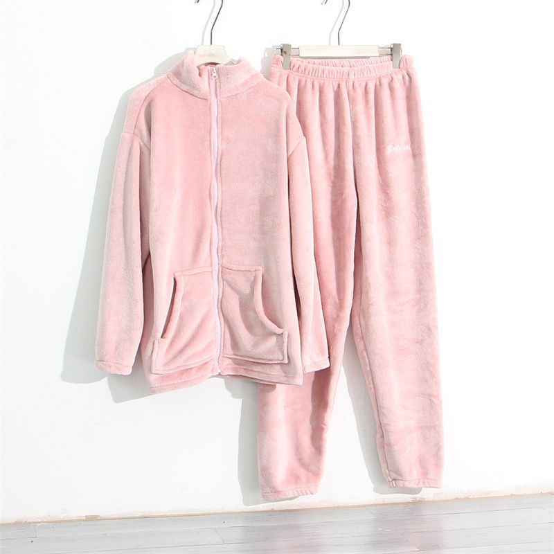 Flannel Extended Zipper Pajamas Set Winter Fat mm Coral Velvet Loose Home Clothes Can Be Worn Outside (High) Flannel Extended Zipper Pajamas Set Winter Fat mm Coral Velvet Loose Home Clothes Can Be Worn Outside (High)