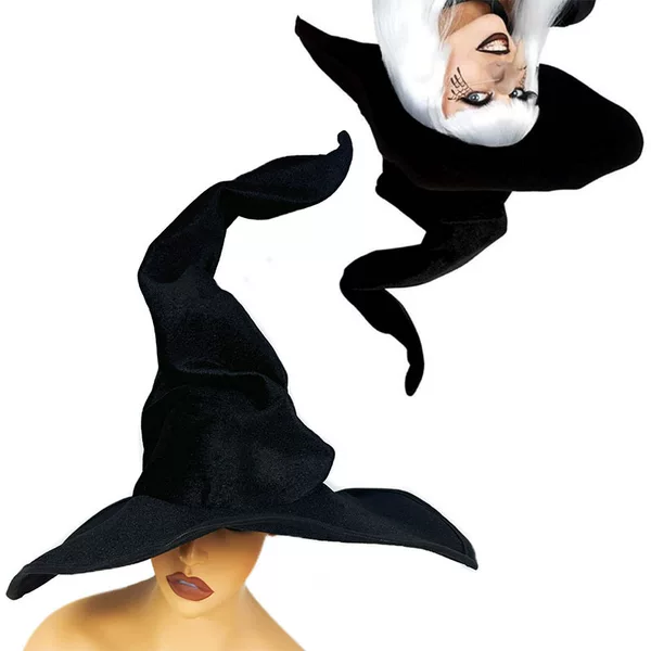 New in stock Halloween Twisted Hat Black Velvet Witch Hat Cross Border Holiday Party COS Witch Hat