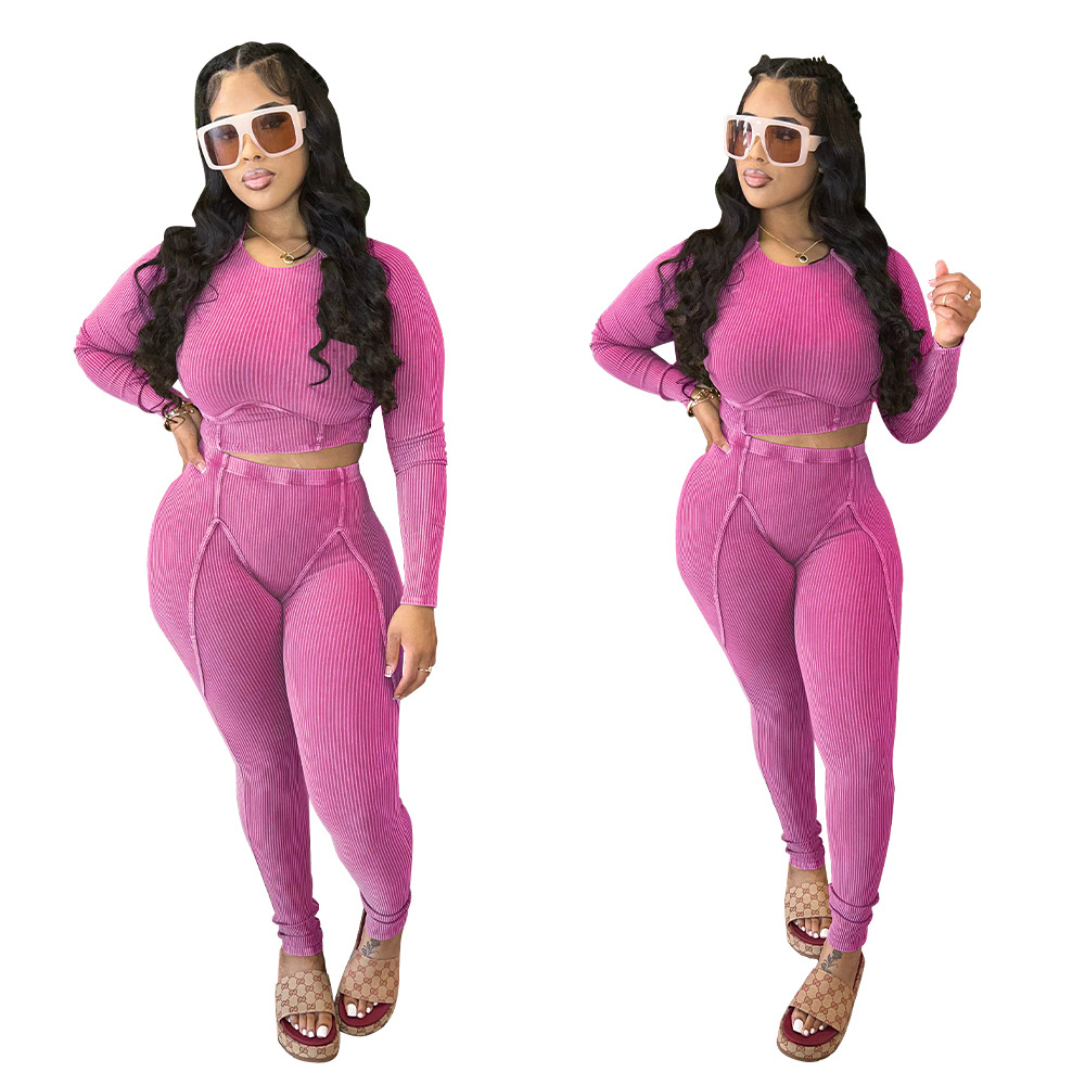 700g Weight Long Sleeve Sleeve Length Spandex, Polyester Fabric Type Pant Co-ord Set Sets Type 2 Pieces Set Quantity Daily, Street Occasion Round Neck Neckline Warm Function Skinny Fit Type Solid Color Pattern Autumn Season Women's Gender Printing Design Casual Style Daily Street Women's Casual Solid Color Spandex Polyester Printing Pant Co-ord Set Pants Sets 32