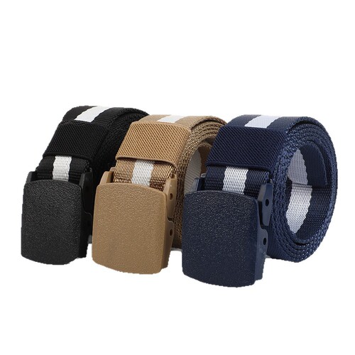 Smooth plastic buckle metal-free nylon belt for men students military training tactical outdoor canvas belt quick shipment