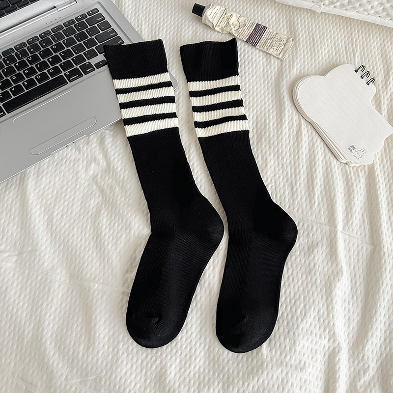 JK calcetines de pantorrilla para mujeres de otoño y invierno universitarios viento marea rayas calcetines deportivas de rodillas de presión adelgazante calcetines de mujer