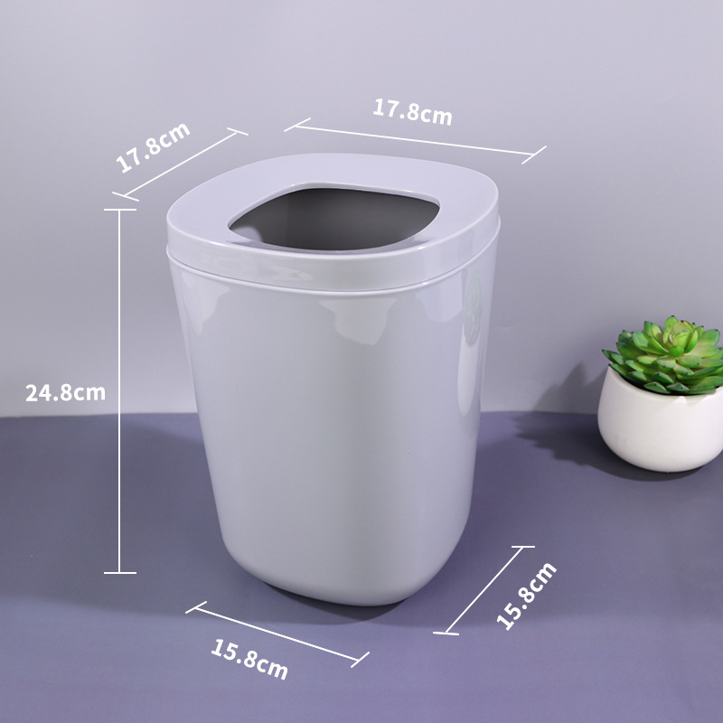 Cubo de basura cuadrado bote de basura de plástico con anillo de presión dormitorio sala de estar baño casa simple canasta de papel Cubo de almacenamiento