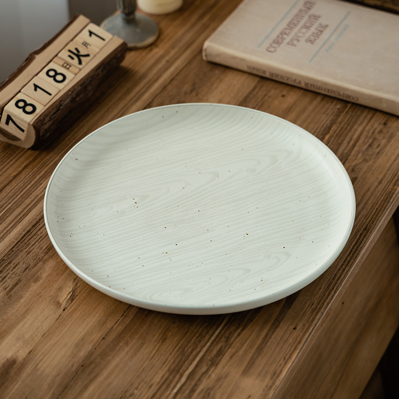 Plato de filete de cerámica retro plato de cena occidental 10 pulgadas plato de restaurante creativo de árbol plato de cena japonés