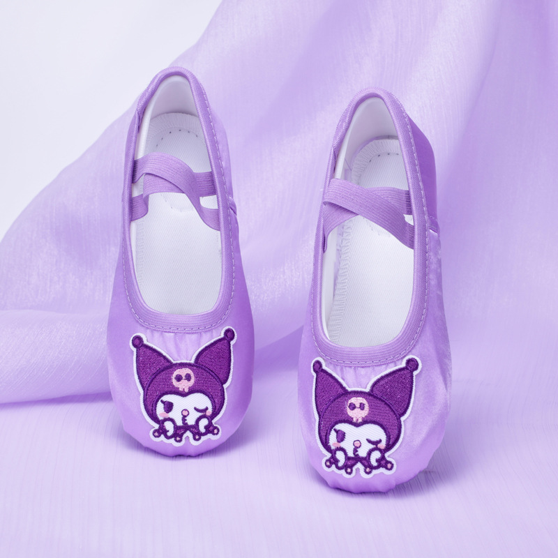 Cartoon Kidsren's Dance Shoes Cute Satin Purple Ballet Dancing Kidsren Girls Kindergarten Baby Practice 8102