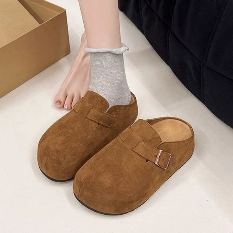 Женская обувь Birkenstock 2025, весенне-летняя рабочая одежда, верхняя одежда, повседневные полутапочки без шнуровки на толстой подошве в стиле ретро для женщин