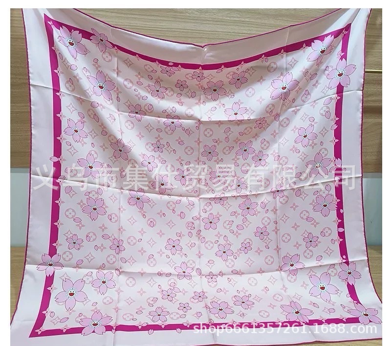 Bufandas de seda de moda europeas y americanas transfronterizas bufandas elegantes de alta calidad lujosas impresión de letras de seda impresión caliente en el extranjero