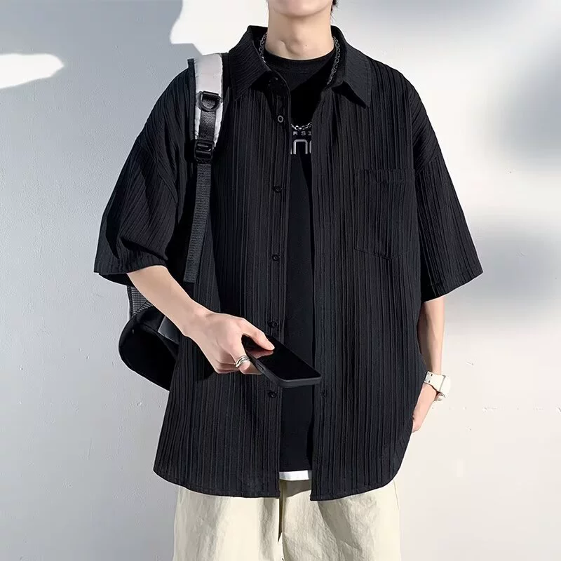 Silk men's summer thin shirt for leisure, jacket for students