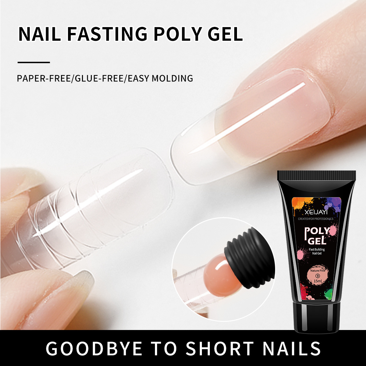 Extensión de cristal pegamento de fototerapia de uñas pegamento 15ml pegajoso diamante UV extensión rápida sin bandeja de papel fábrica al por mayor