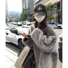 全羊毛皮草皮毛一体外套女2025冬季新款加厚中长颗粒羊毛大衣立领