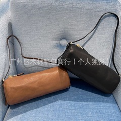 高品質対版羊皮双M円筒包筆筒包脇下包復古百合手持ちシングル肩斜め掛け女性バッグ