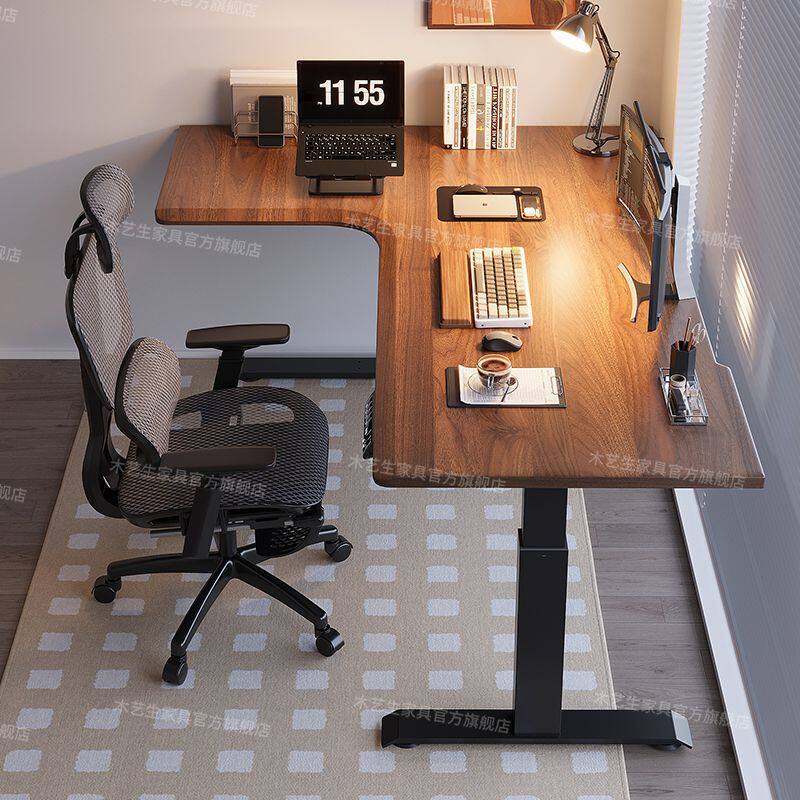 Corner Adjustable Computer Desk, Movable Double Desktop Gaming Table, Home Study Desk, Solid Wood Office Desk Corner Adjustable Computer Desk, Movable Double Desktop Gaming Table, Home Study Desk, Solid Wood Office Desk