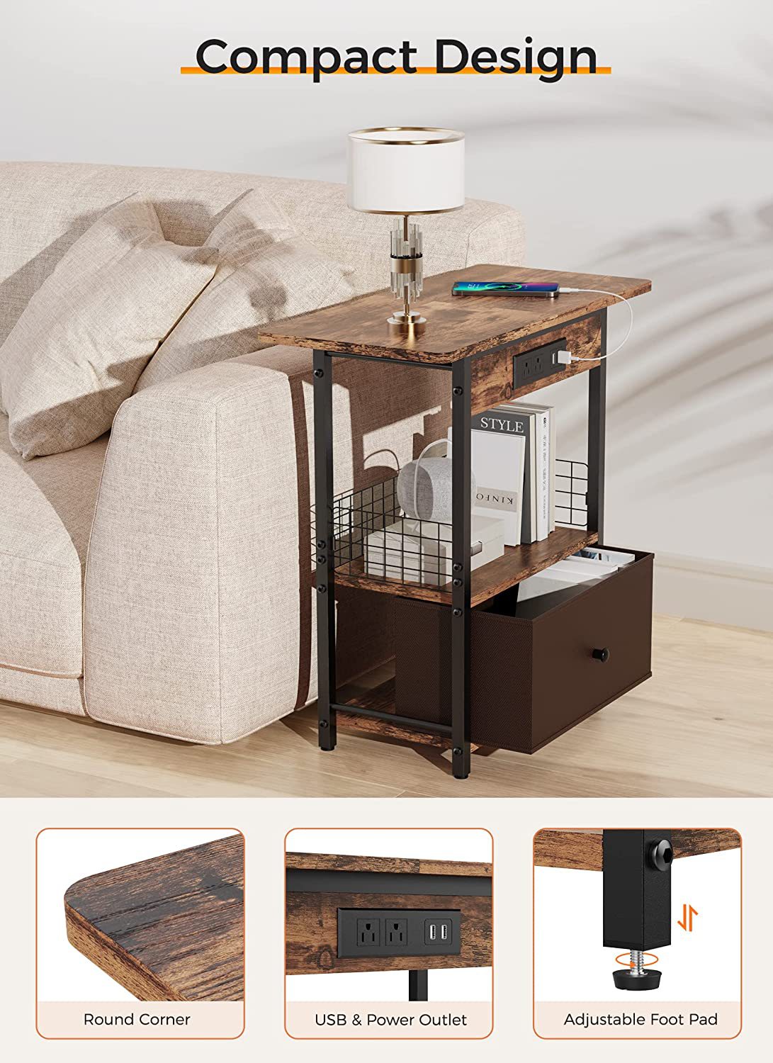 American rural rural charging stations with cloth drawer side table…