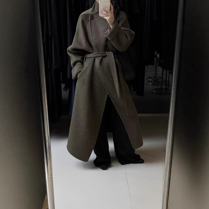 High-End Large Lapel Double-Sided Wool Coat, Woolen Jacket, Winter Style, Long, Lazy Style, Korean Style, Loose Fit High-End Large Lapel Double-Sided Wool Coat, Woolen Jacket, Winter Style, Long, Lazy Style, Korean Style, Loose Fit
