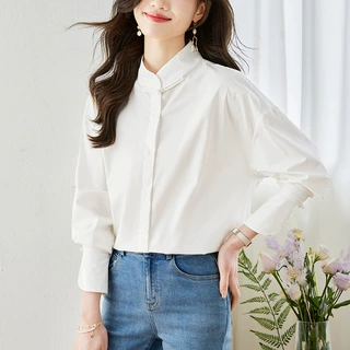 实拍春秋重工衬衫女百搭显瘦国风新中式休闲宽松小众设计感上衣潮