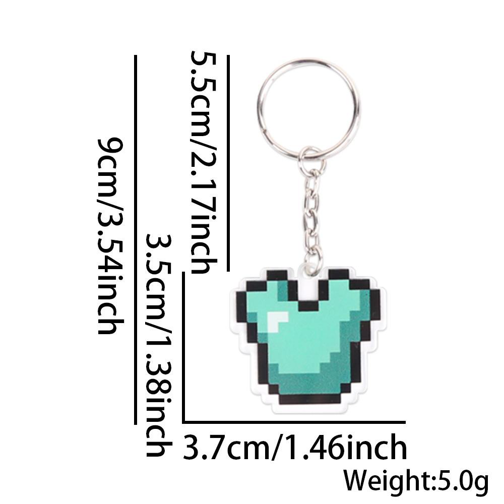 Minecraft llavero juego de píxeles tema fiesta decoración arma diamante colgante acrílico mochila colgante