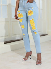 Z 6257 Light distressed skinny jeans ǳɫ�ƶ�С�ſ��¿�