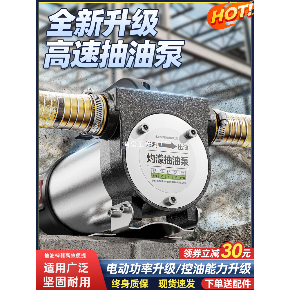 电动抽油泵12v24v通用220v柴油泵小型加油机抽油机自吸泵吸油神器
