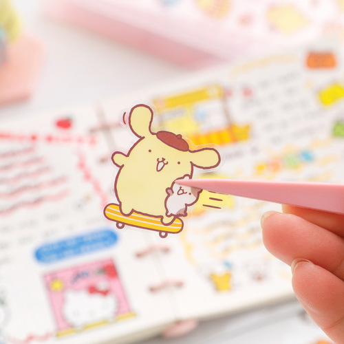 Sanrio PET sticker cute cartoon transparent waterproof sticker notebook material sticker notebook girl heart sticker