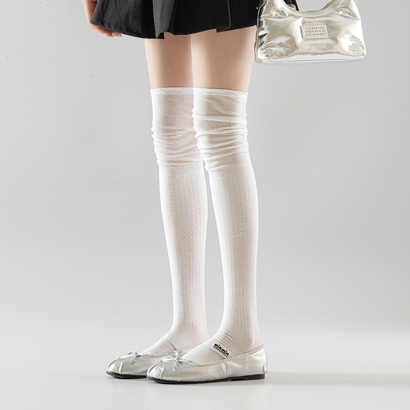 Over-the-knee Socks, Women's Stockings, Spring & Fall Spliced White Half-tube Knee Socks, Long Boots, Autumn and Winter Non-slip Thigh Socks Over-the-knee Socks, Women's Stockings, Spring & Fall Spliced White Half-tube Knee Socks, Long Boots, Autumn and Winter Non-slip Thigh Socks