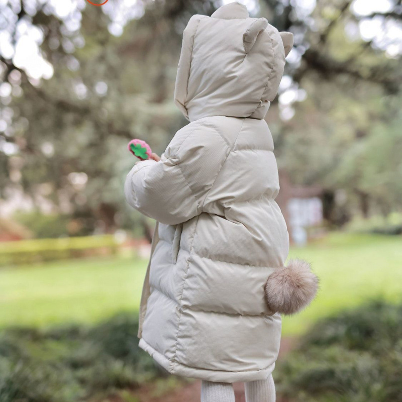 女童冬装2025新款白鸭绒羽绒服冬季时尚洋气加厚中小童中长款外套