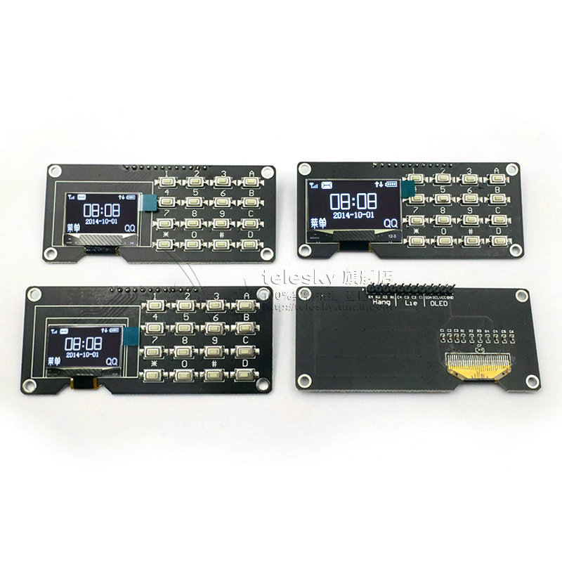 12864屏0.96寸OLED显示屏模块带矩阵按键 键盘1.3寸液晶屏IIC