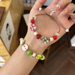 ランプワークガラスアップルルースビーズ織りブレスレットブレスレットネックレス携帯電話チェーン完成品漫画ビーズ