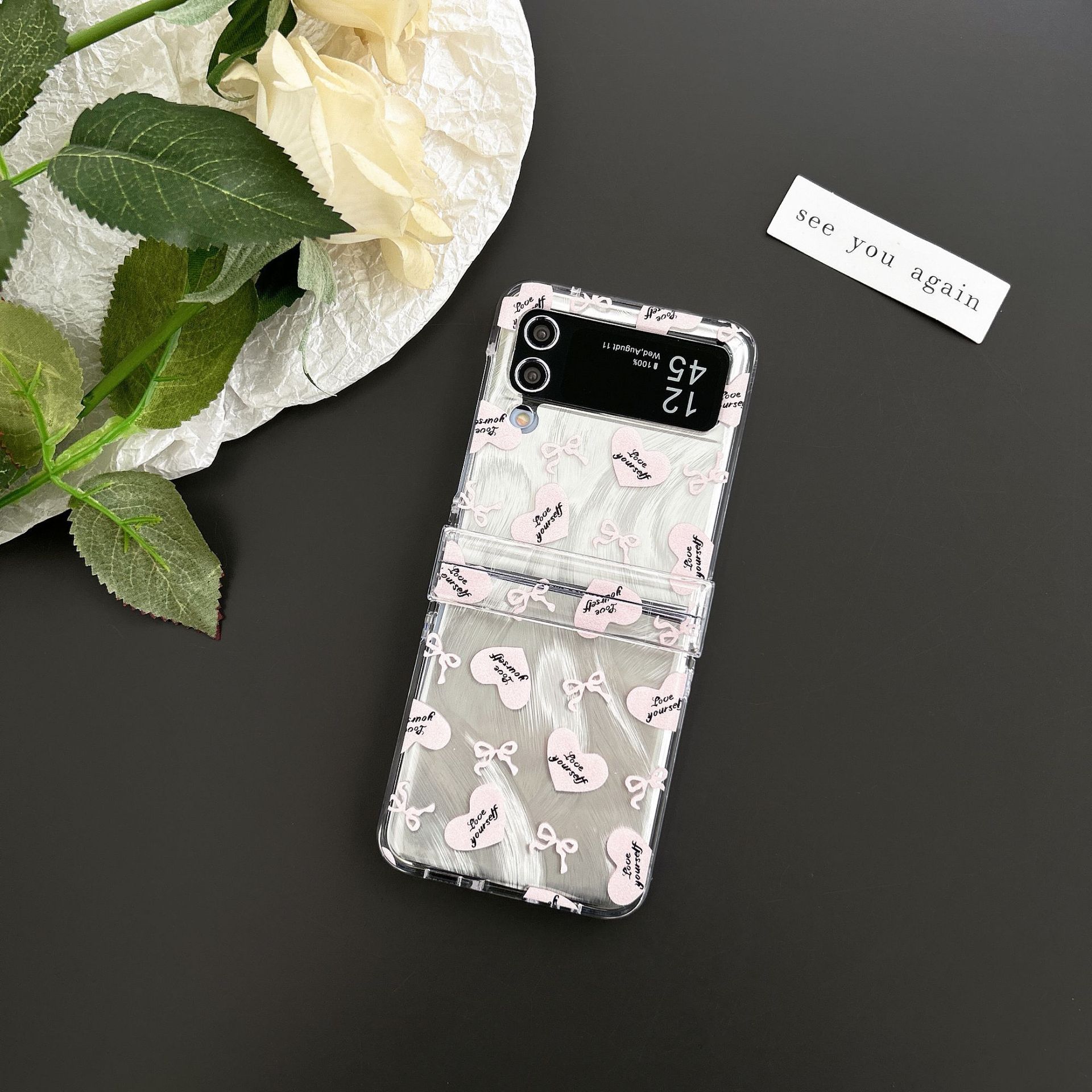 Love Bow for Samsung Galaxy Z Flip5 Phone Case Zflip4/3 Folding Screen Saver Sheath_voghion.com