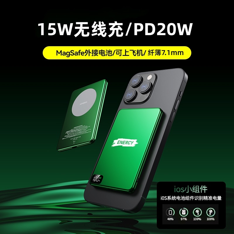 Wholesale Magsafe Magnetic Wireless Power Bank 10000 Mah Metal Aluminum Alloy Ultra-Thin Digital Display Mobile Power Supply