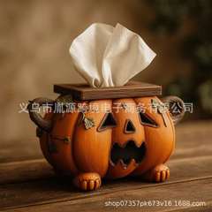 跨境新品Halloween Pumpkin Tissue Box Holder万圣节南瓜纸巾盒