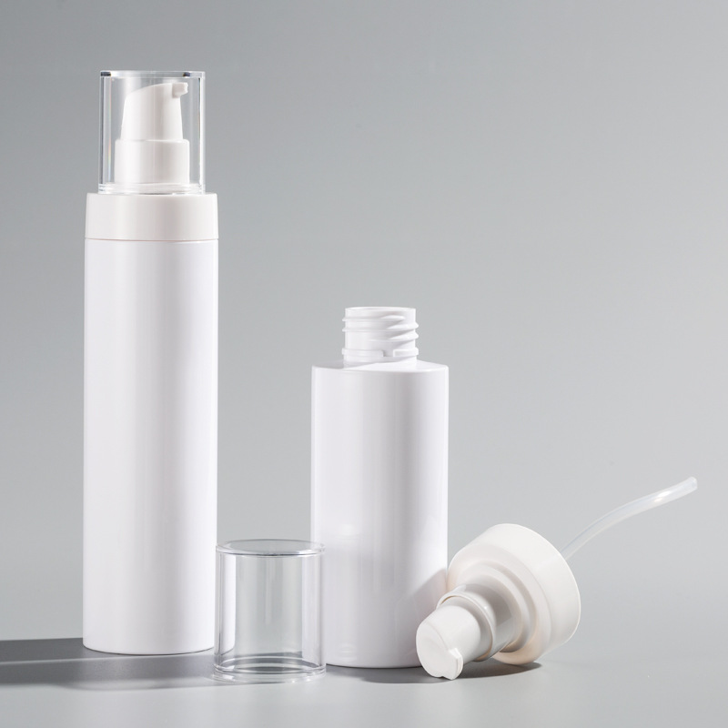 Botella de loción transparente tipo punt pet botella de spray blanco de plástico 100ml 120ml 150ml botella de leche limpiadora