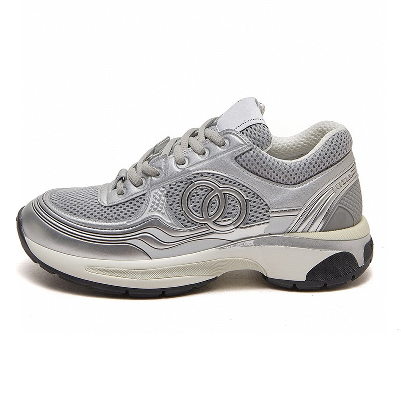 2024秋冬新款小香风时尚老爹鞋厚底网面透气百搭运动鞋休闲单鞋女