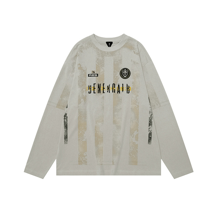 Men's Clothing Autumn and Winter Jersey Retro Printed Long Sleeve T shirt Hand Brushed Silk Screen Printed Trendy Top_voghion.com