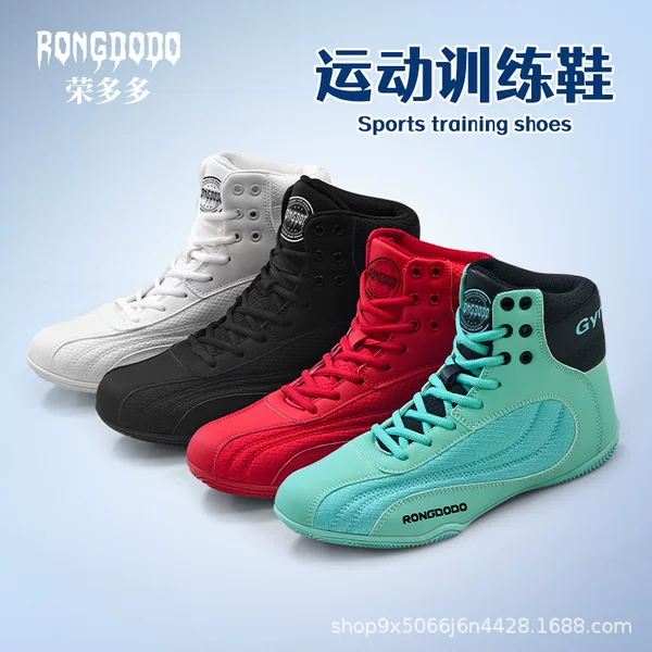 Professional Sanda Fighting Shoes for Men and Women Fighting Training High-Top Shock-Absorbing Wrestling Shoes Martial Arts Fitness Sports Fighting Sports