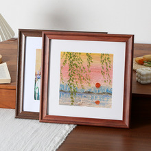 实木欧式正方形画框装裱国画外框挂墙相框38厘米50cm黑色6033