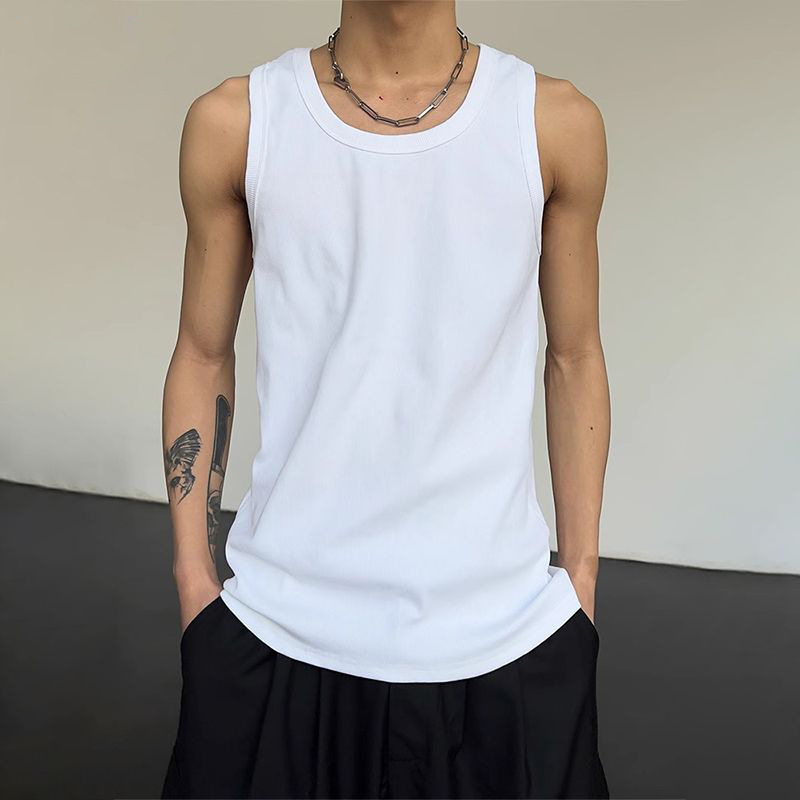 2025 Summer New Korean Style Sports Versatile Loose Men's Black and White Sleeveless Tank Top Undershirt Men's Sweatshirt 2025 Summer New Korean Style Sports Versatile Loose Men's Black and White Sleeveless Tank Top Undershirt Men's Sweatshirt